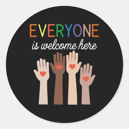 Jeder ist hier willkommen 2 runder aufkleber (Vorderseite)