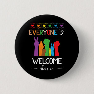 Jeder ist hier willkommen, Prith Monat Lgbtq Regen Button