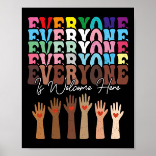 Jeder ist hier willkommen Retro Groovy Diversity T Poster