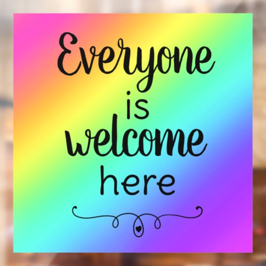 Jeder ist willkommen hier Fensterklammer Fensteraufkleber (Blatt 2)