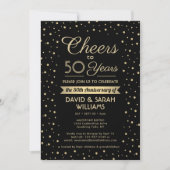 JEDER Jahrestag Cheers Black & Gold Confetti Party Einladung (Vorderseite)