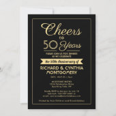 JEDER Jahrestag Cheers Elegantes Black & Gold Foto Einladung (Vorderseite)