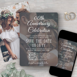 JEDER Jahrestag Party Elegant 2 Foto & QR Code Save The Date