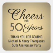 JEDER Jubiläum bejubelt Schwarz und Gold Imitate F Quadratischer Aufkleber (Vorderseite)