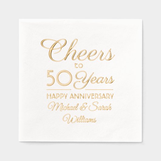 JEDER Jubiläum Cheers Elegant Classic Script Real Servietten Mit Folie (Vorderseite)