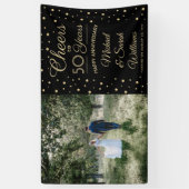 JEDER Jubiläum Cheers Elegantes Foto Black & Gold Banner (Vertikal)
