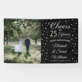 JEDER Jubiläum Cheers Elegantes Foto Black & White Banner (Horizontal)