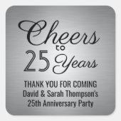 JEDER Jubiläum jubelt Schwarz und Silber Imitate F Quadratischer Aufkleber (Vorderseite)