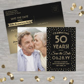 JEDER Jubiläum Save the Date 1 Foto Black & Gold Einladungspostkarte