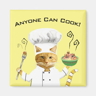 Jeder kann kochen! Cat Kühlschrank Magnet (Gelb)