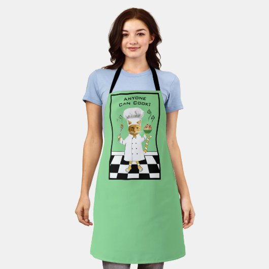 Jeder kann kochen! Green Kitty Schürze (groß) (Getragen)
