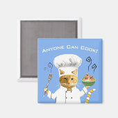 Jeder kann kochen! Kitty Kühlschrank Magnet (blau) (Vorderseite/Rückseite)