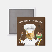 Jeder kann kochen! Kitty Kühlschrank Magnet (Braun (Vorderseite/Rückseite)