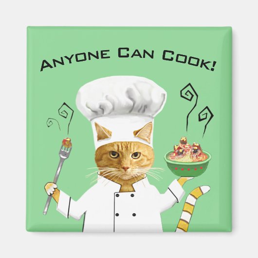 Jeder kann kochen! Kitty Kühlschrank Magnet (grün) (Vorne)