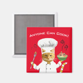 Jeder kann kochen! Kitty Kühlschrank Magnet (rot) (Vorderseite/Rückseite)