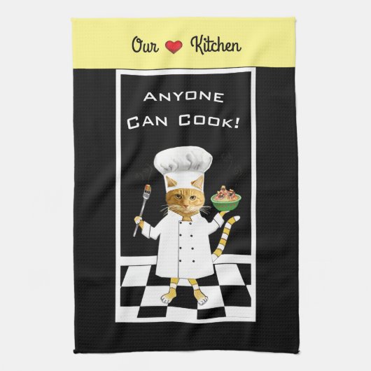 Jeder kann kochen! Schwarzes Küchentuch (Vertikal)