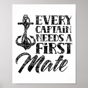 Jeder Kapitän braucht einen ersten Maat Yacht Schi Poster