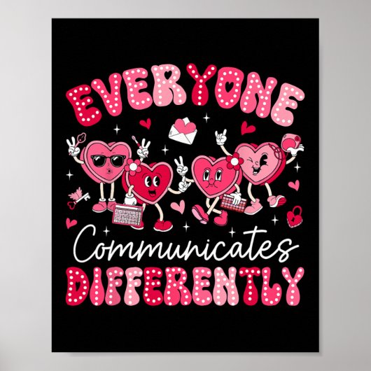Jeder kommuniziert anders Autismus Valentinstag Poster (Vorne)