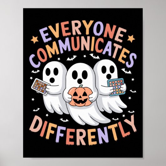 Jeder kommuniziert anders Halloween Autismus Poster (Vorne)