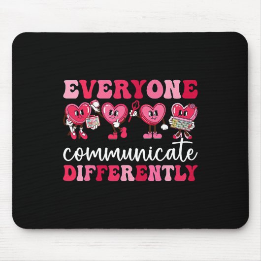 Jeder kommuniziert anders Herz Autismus Val Mousepad (Vorne)