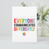 Jeder kommuniziert anders über Autismus-Bewusstsei Dankeskarte (Stehend Vorderseite)