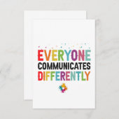 Jeder kommuniziert anders über Autismus-Bewusstsei Dankeskarte (Vorne/Hinten)