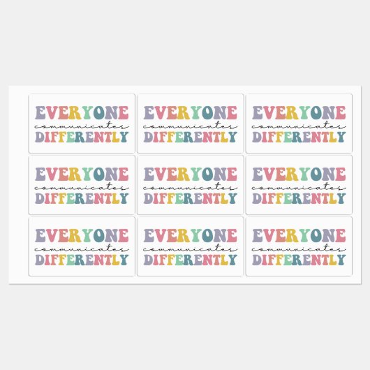 Jeder kommuniziert anders, Unterstützung für Autis Etiketten (Blatt)