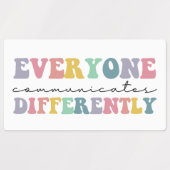 Jeder kommuniziert anders, Unterstützung für Autis Etiketten (Design 2)