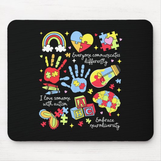 Jeder kommuniziert anders verspätete Autismus als Mousepad (Vorne)