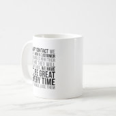 Jeder Kontakt mit dem Kunden Kaffeetasse (Vorderseite Links)