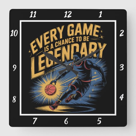 Jeder legendäre Basketball der Chance Quadratische Wanduhr (Vorderseite)