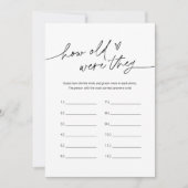 JEDER LEIGEN, wie alt sie waren Brautparty Game Einladung (Vorderseite)