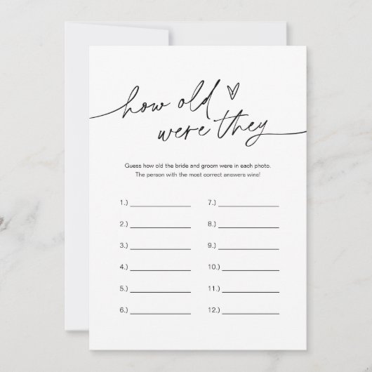 JEDER LEIGEN, wie alt sie waren Brautparty Game Einladung (Vorderseite)