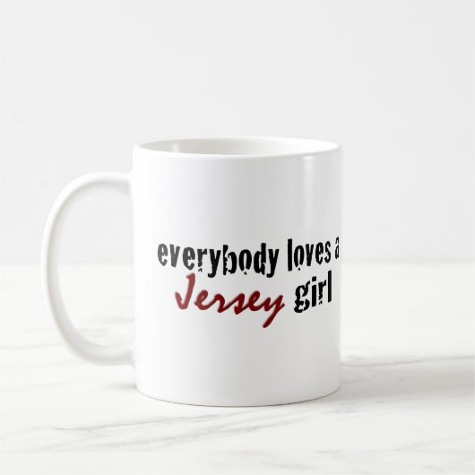 Jeder Liebe-Jersey-Mädchen Kaffeetasse (Links)
