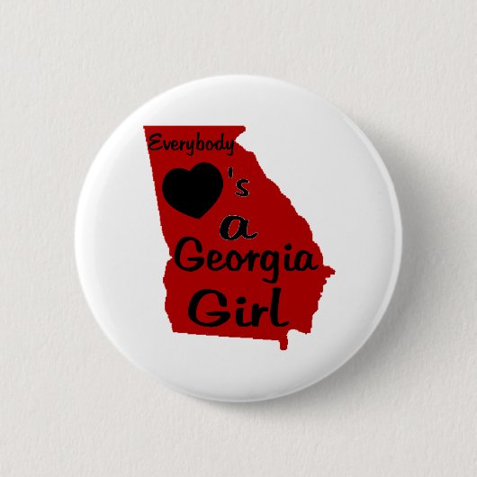 Jeder Lieben ein Georgia-Mädchen rot und schwarz Button (Vorderseite)