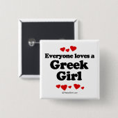 Jeder Lieben ein griechisches Mädchen Button (Vorne & Hinten)