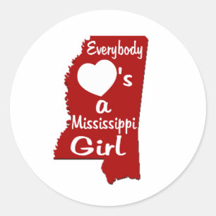 Jeder Lieben ein Mississippi-Mädchen Runder Aufkleber