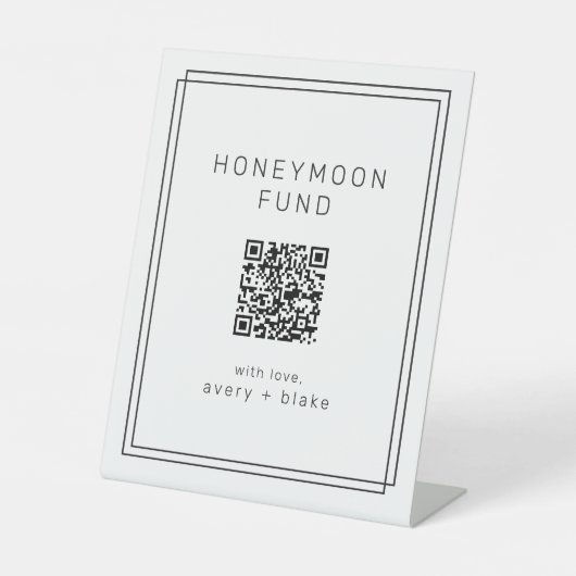 JEDER moderne QR-Code Hochzeitsfonds Sockelschild (Vorderseite)