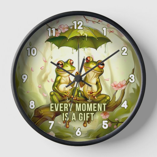 Jeder Moment ist ein Geschenk romantischen Frog Sc Uhr (Vorderseite)