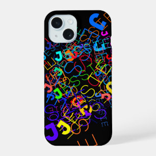 Jeder Name anpassbar Helle Farben & Schwarz iPhone 15 Hülle