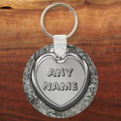 Jeder Name auf der Silver Heart Keychain Schlüsselanhänger (Vorderseite)