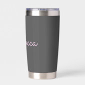 Jeder Name | Cool bearbeitbares hellrosa Script sc Thermobecher (Rückseite)