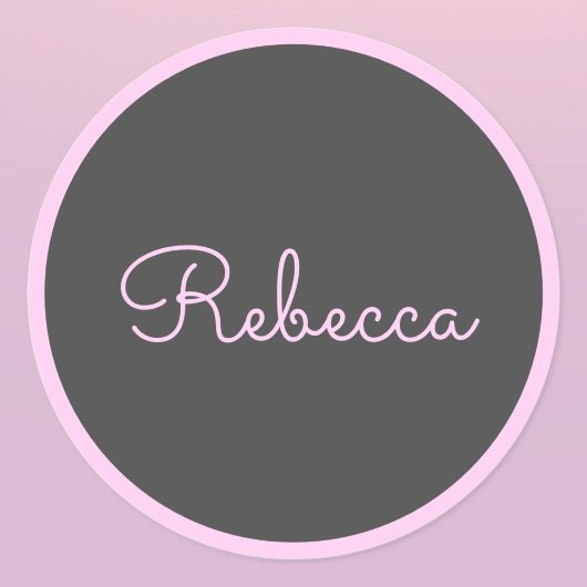 Jeder Name | Cool bearbeitbares Pink Script & Bord Runder Aufkleber