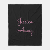 Jeder Name | Cool Editable Pink Script in Black Fleecedecke (Vorderseite)