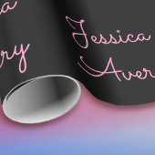Jeder Name | Cool Editable Pink Script in Black Geschenkpapier