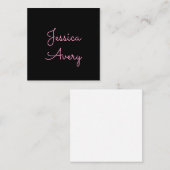 Jeder Name | Cool Editable Pink Script in Black Mitteilungskarte (Vorne/Hinten)