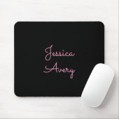 Jeder Name | Cool Editable Pink Script in Black Mousepad (Mit Mouse)