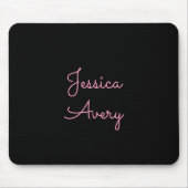 Jeder Name | Cool Editable Pink Script in Black Mousepad (Vorne)