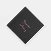 Jeder Name | Cool Editable Pink Script in Black Serviette (Ecke)