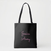 Jeder Name | Cool Editable Pink Script in Black Tasche (Vorderseite)